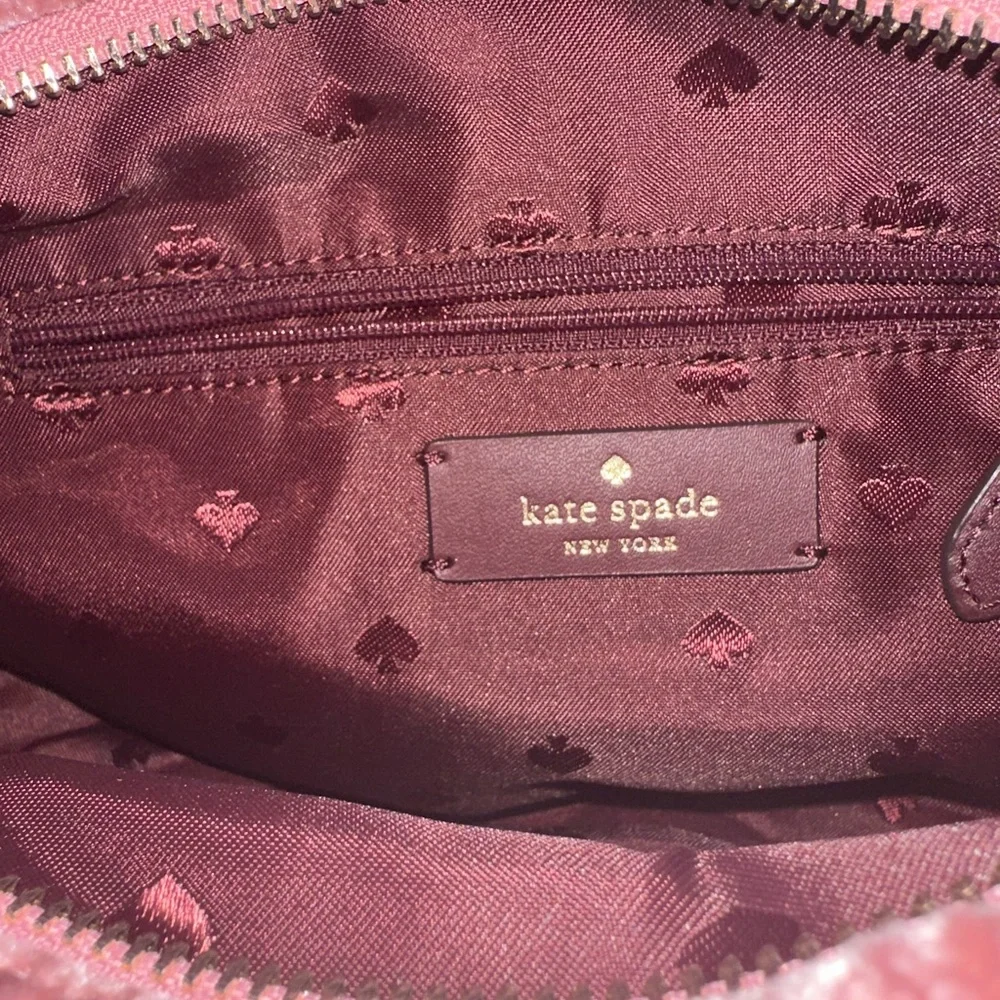 Kate Spade Crushed Velvet‎ Baguette Pomegranate Pink Bow Handbag MSRP $329